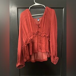 Old Navy Red Ruffle Blouse